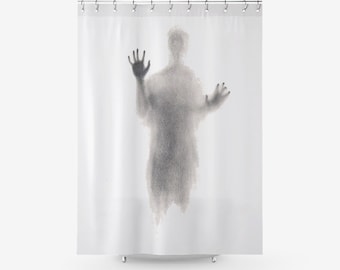 Halloween Bathroom Shower Curtain | Shadow man, Shadow Hands | Halloween Party | Scary, creepy Halloween bath, spooky | 4 sizes