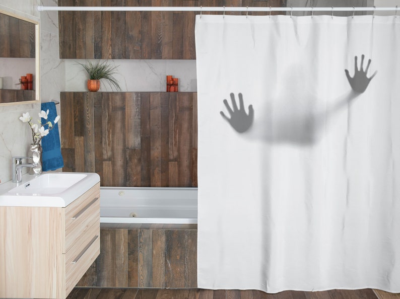 Halloween Bathroom Ghost Shower Curtain Scary Ghost Shadow Etsy Australia