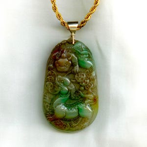 Ancient Chinese Jadeite Dragon Amulet