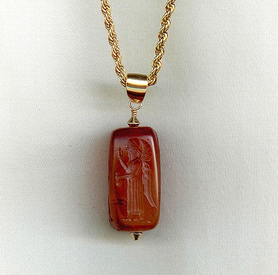 Rare Four Sided Carnelian Pendant Bead or Seal from the Bactrian Empire