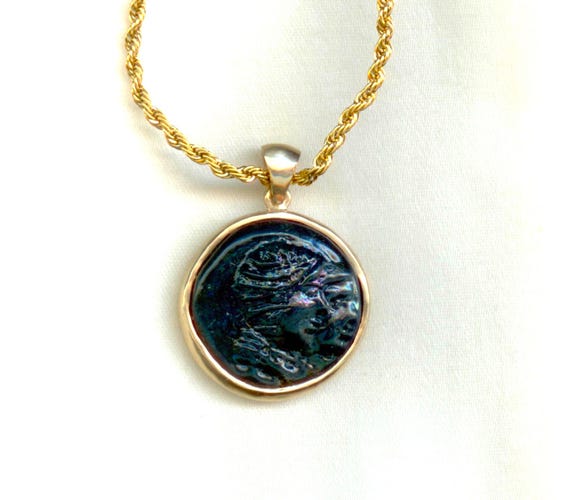 Roman Glass Coin Weight with Castor & Pollux Portraits