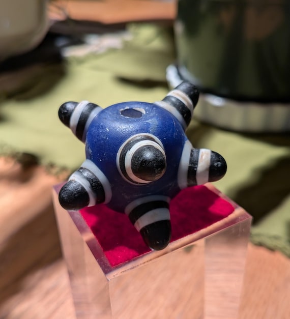 Ancient Chinese Warring States Glass Horned Evil Eye Bead
