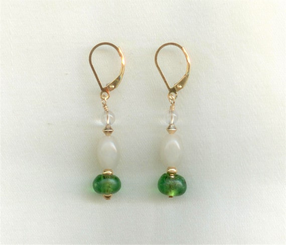Earrings with Green Padre Beads