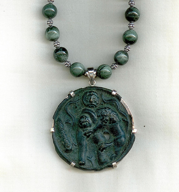 Roman Era Mount Depicting Gladiator Battling a Lion - Circa 0-100 AD