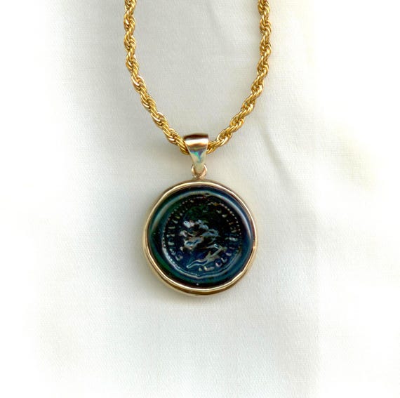 Roman Glass Coin Weight with Emperor Portrait