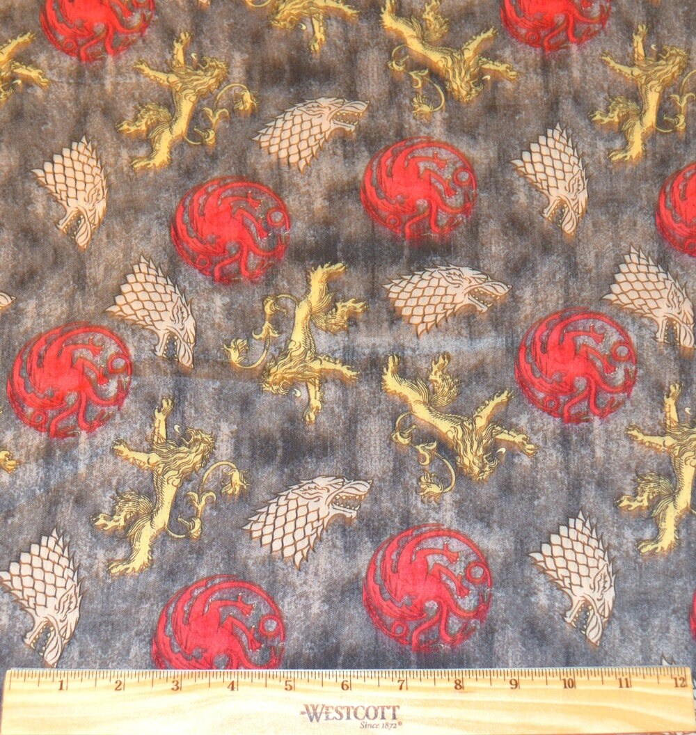 GAME Of THRONES FABRIC / 1/2 Yard For Quilting / House Symbols | Etsy