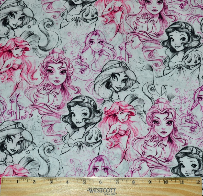 Retired Disney Princess Sketch Fabric By The Half Yard Very Etsy