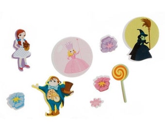 SCRAPBOOKING - CRAFT STICKERS / Wizard of Oz / Munchinland / Munkins - Dorothy - Glinda - Wicked Witch / 60 Foamies