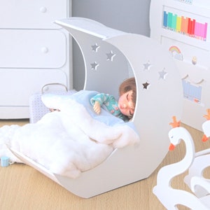 Baby crib bed moon for  1/4 diorama  for BJD pukifee,lati yellow, nappy choo or bjd baby or similar ones