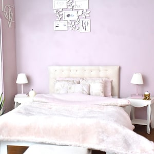 Double bed upholstered headboard and bedside table several colors 1/4 diorama bjd minifee dolls