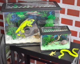 Terrario per rettili in miniatura, accessorio per animali da casa delle bambole (scala 1/6, 1/4, 1/3)