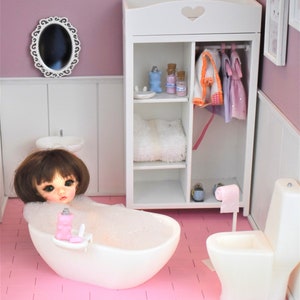 Miniature bathroom 1/8 for pukifee, lati yellow dolls, 5.90 inches nappy choo or similar