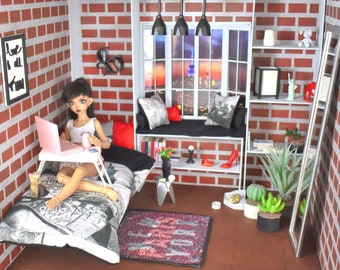 1/4 Scale Doll Room Box Studio, BJD Minifee, Unpainted Kit