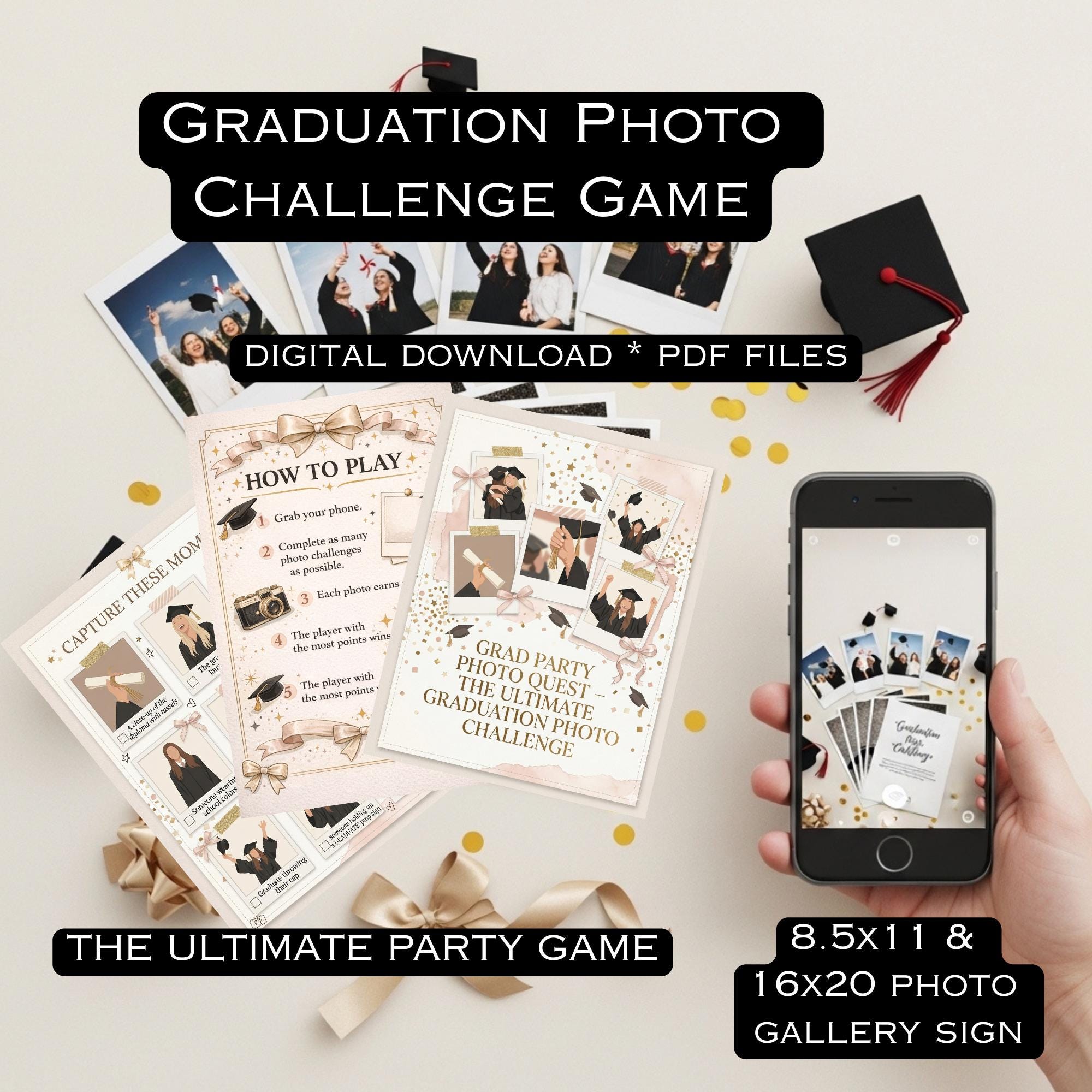 Graduation Photo Challenge Game, Grad Party Scavenger Hunt (digital ...