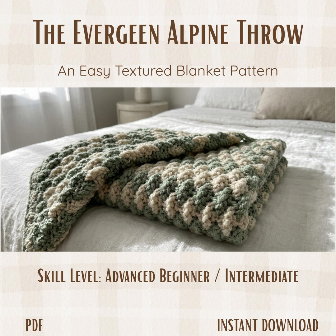 Easy Alpine Crochet Blanket Pattern PDF, Textured Afghan Instant ...