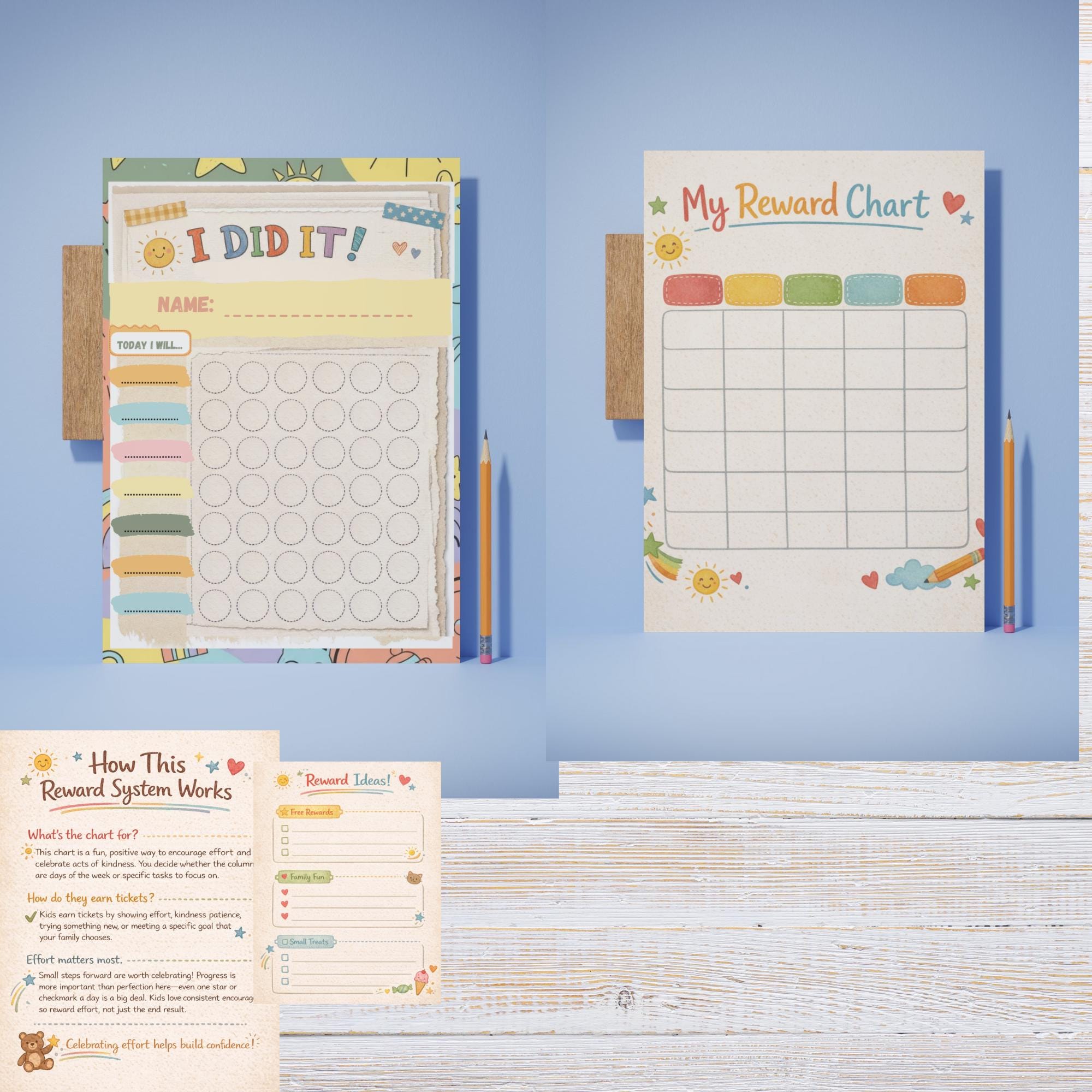 Kids Reward Chart Printable Bundle | Routine Chart, Reward Tickets ...