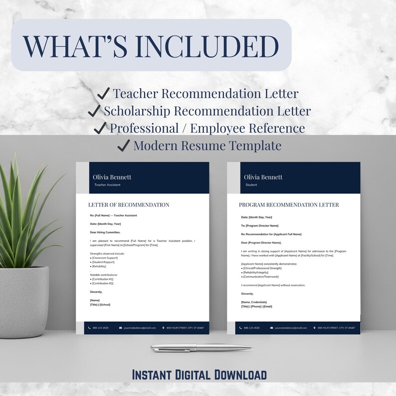 Editable Letter of Recommendation Templates + Resume | Teacher ...