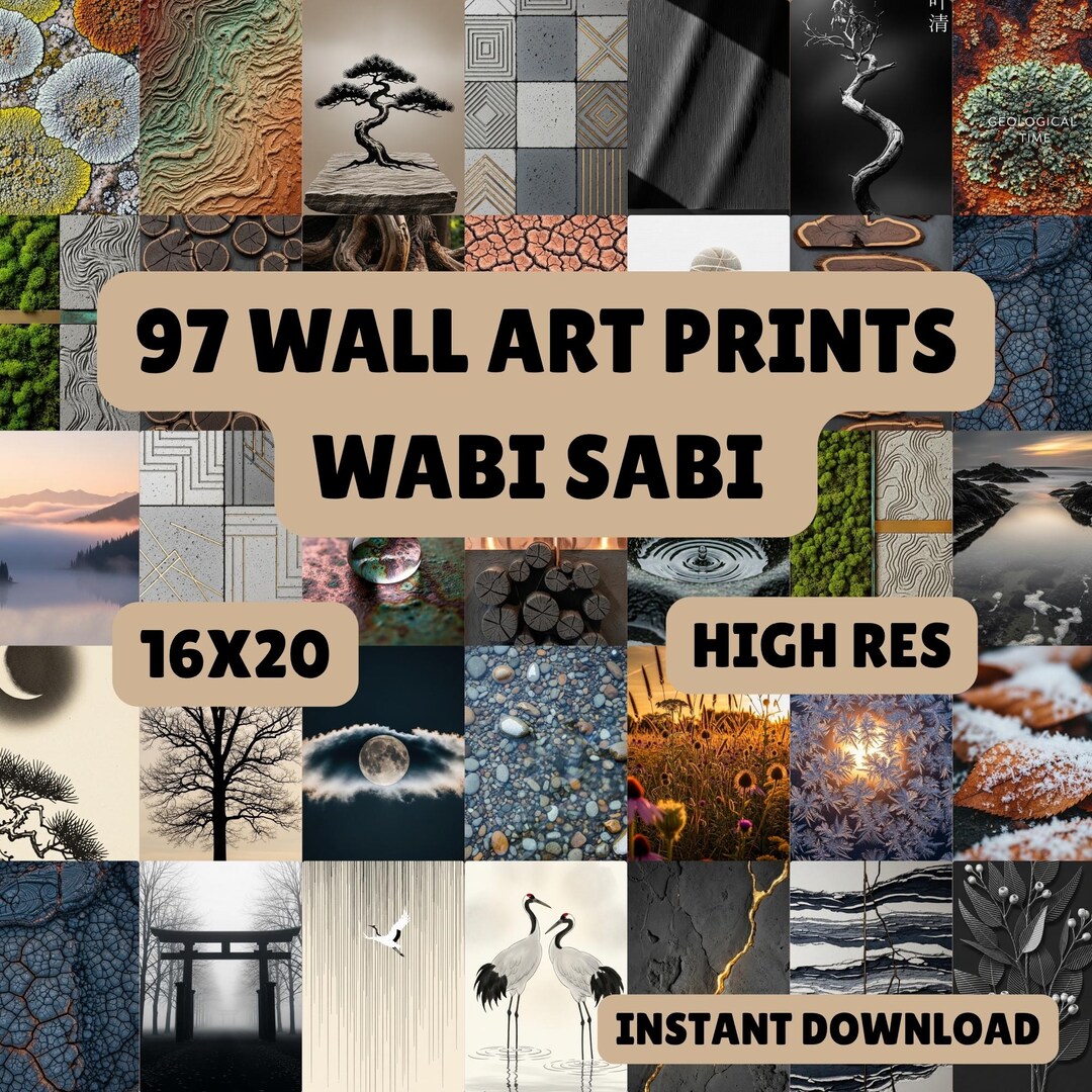 97 Wabi Sabi Wall Art Bundle Japandi Noir Prints Zen Gallery Wall Set ...