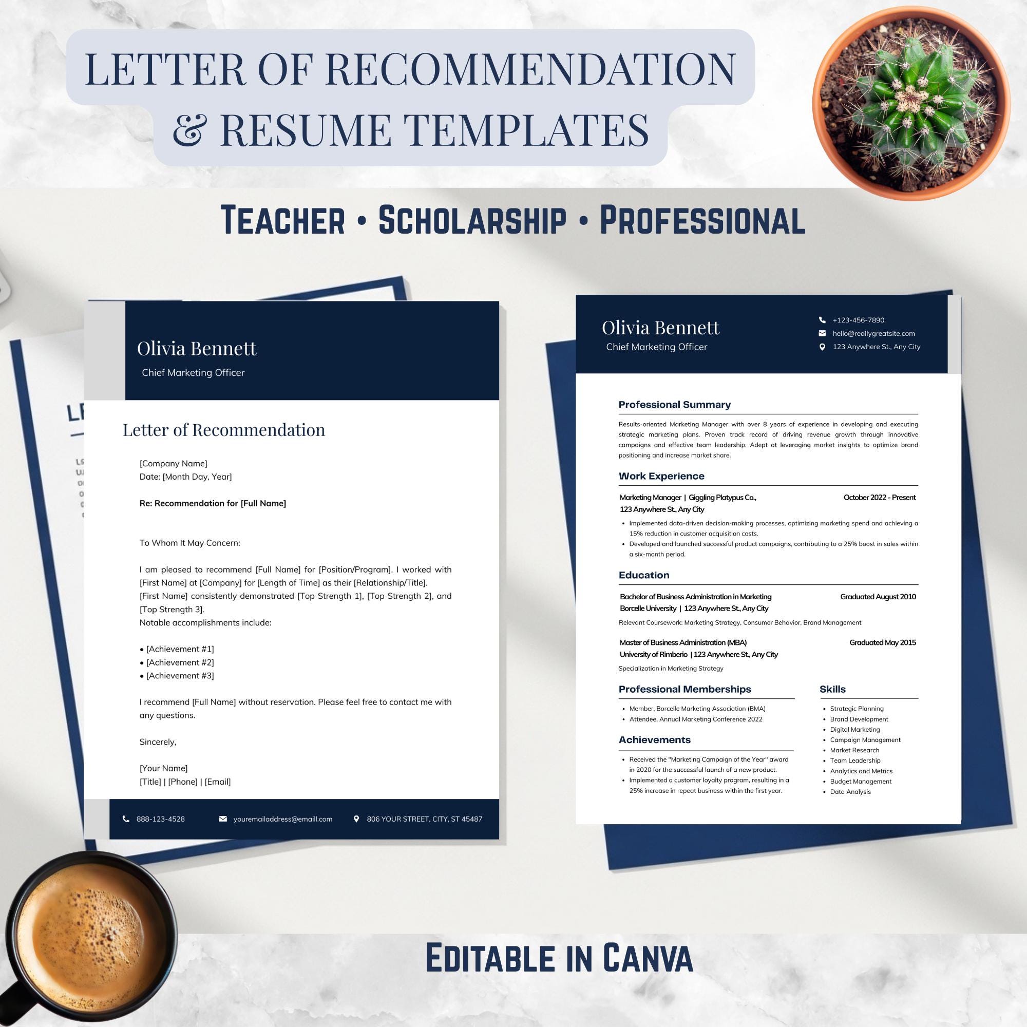Editable Letter of Recommendation Templates + Resume | Teacher ...