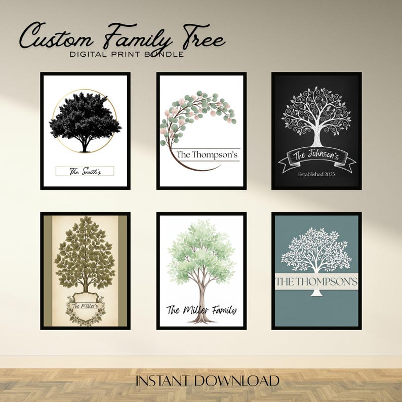 Custom Family Tree Printable Bundle 12 Editable Canva Templates 16x20 ...
