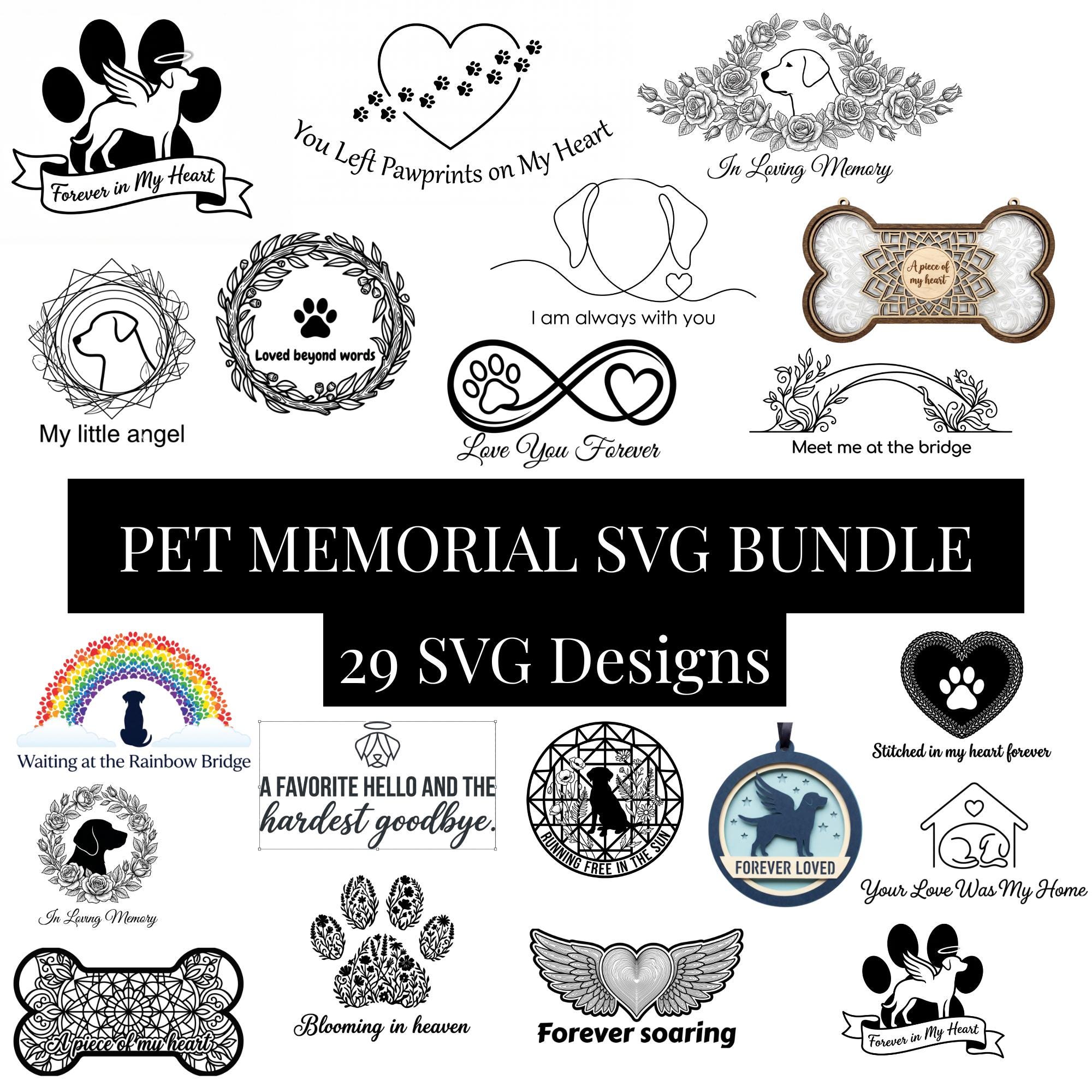 Pet Memorial SVG Bundle • 29 Rainbow Bridge Designs • Dog Cat Loss ...