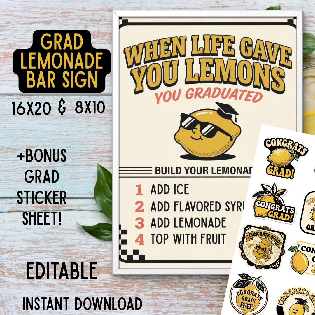 Graduation Lemonade Bar Sign, Class of 2026 Decor (digital Download) - Etsy