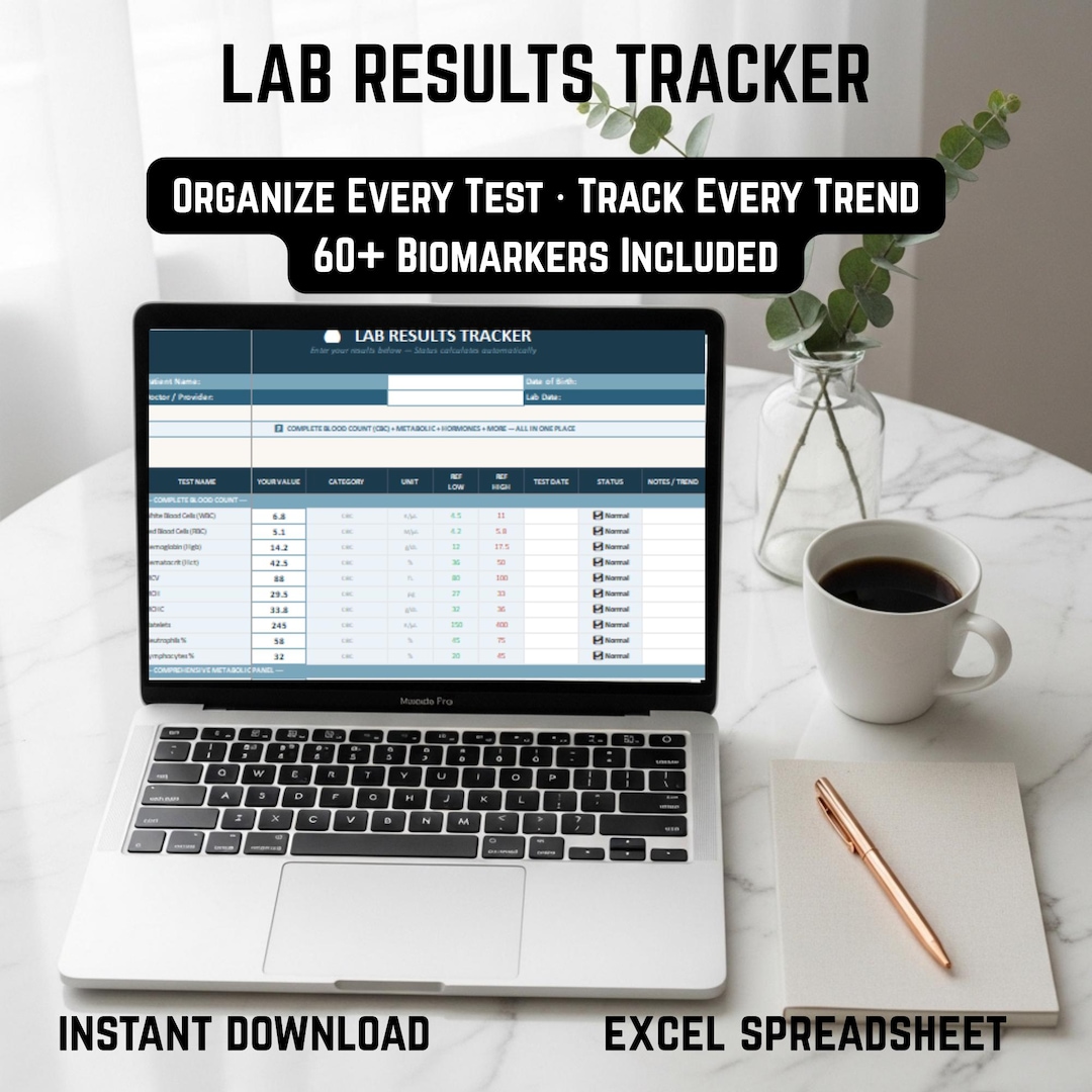 Spreadsheet Band Lab Lab Results Tracker Spreadsheet | Blood Work Log | 65+ Tests | Auto ...