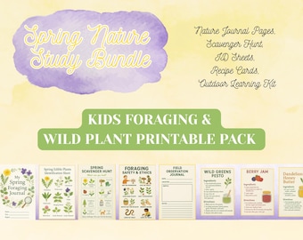 Spring Foraging Printable Bundle, Kids Outdoor Nature Study (PDF)