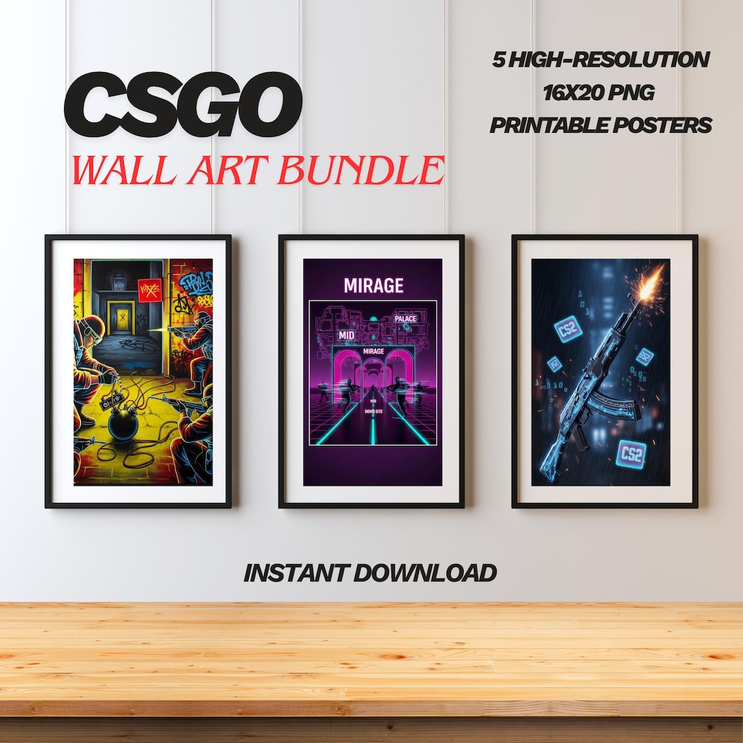 CS:GO Wall Art Bundle – Gamer Room Decor, 5 Printable Posters (digital ...