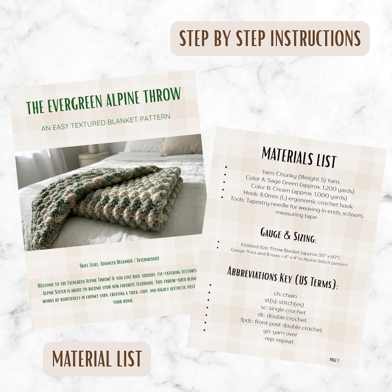 Easy Alpine Crochet Blanket Pattern PDF, Textured Afghan Instant ...