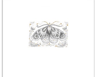 Magic Moth - 8x10 Black and White Reproduction of Original Graphite Drawing - Limited Edition of 50