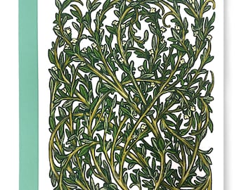 Thyme Greeting Card with Green Envelope : Herb Card - Botanical Illustration - Plant Illustration - Herb Art - Herb Drawing - Art Card