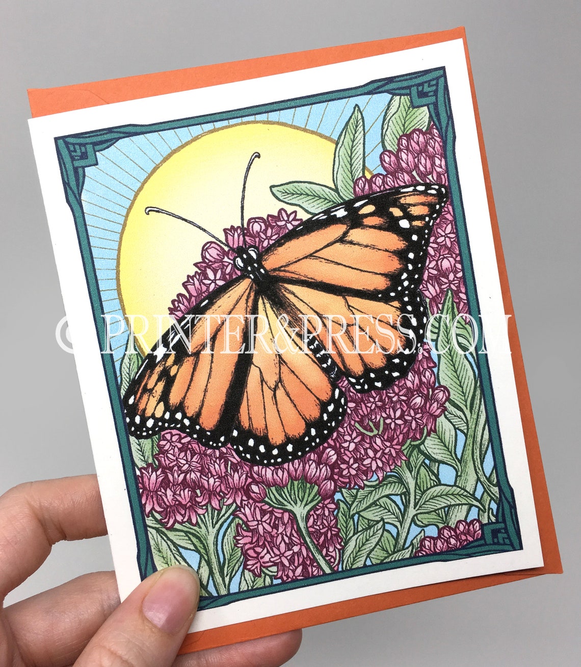 Monarch Butterfly Greeting Card With Orange Envelope : Winged Thing ...
