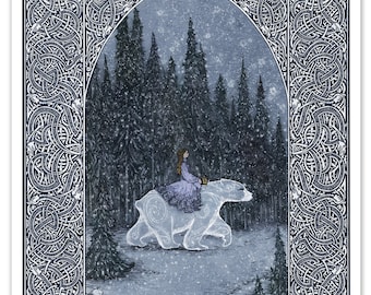 The Princess and the White Bear King - Digital Illustration Print in Various Sizes - Limited Edition - East of the Sun West of the Moon