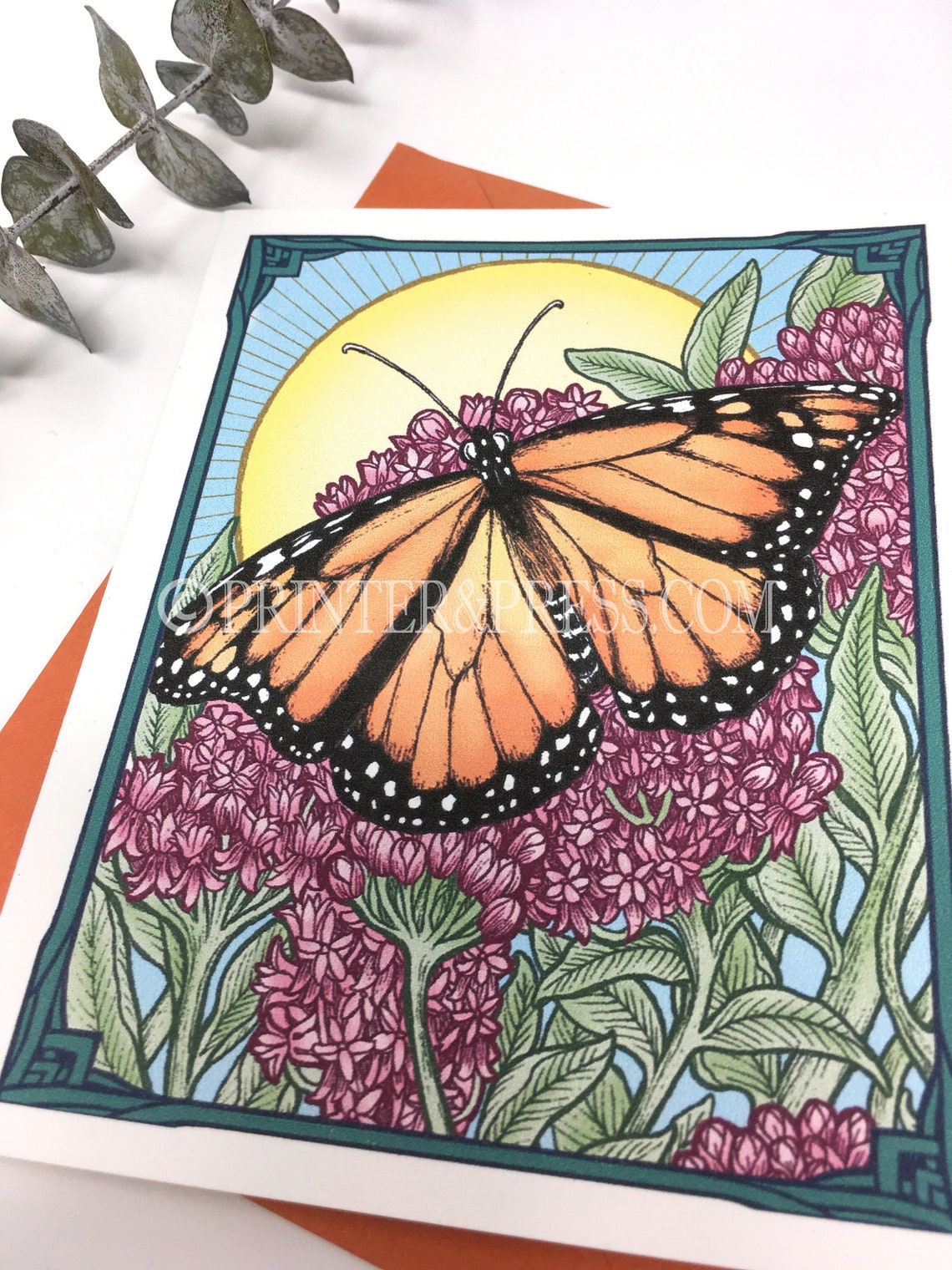 Monarch Butterfly Greeting Card With Orange Envelope : Winged Thing ...