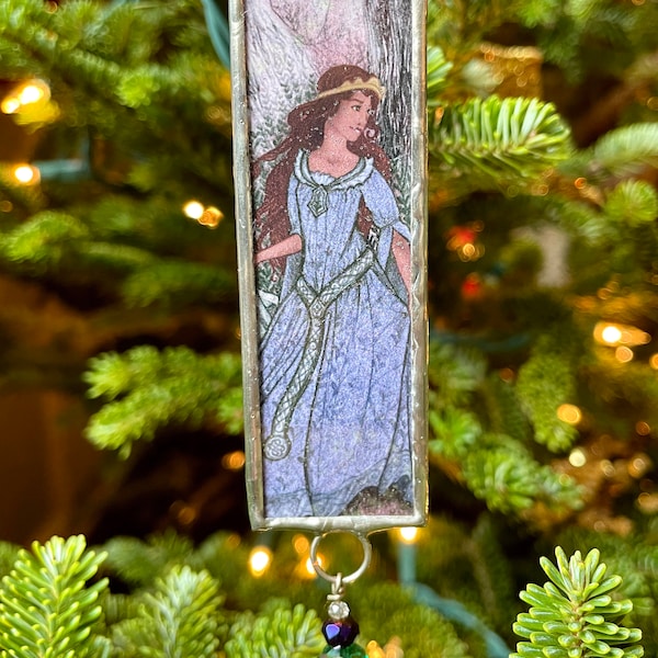 Soldered Stained Glass Ornament with Glitter and Beads - Twelve Princesses - Holiday Ornament - Glass Ornament - Charm - Pendant