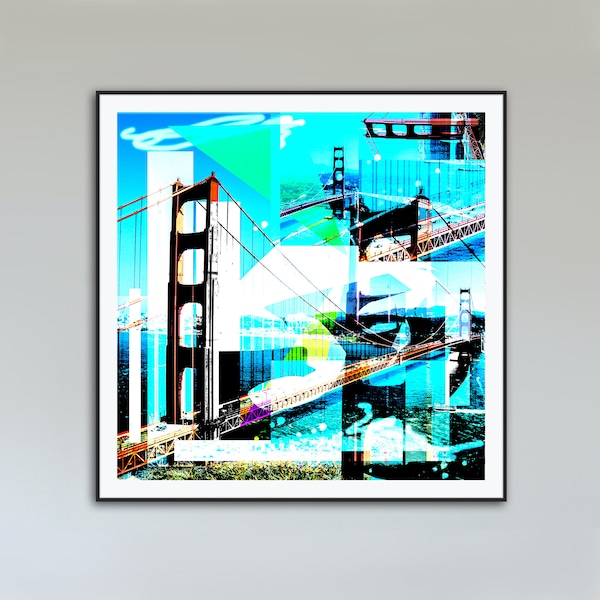 San Francisco, Golden Gate Bridge Art, Abstract Art, Digital Art, Modern, Wall Art, Colorful, Printable