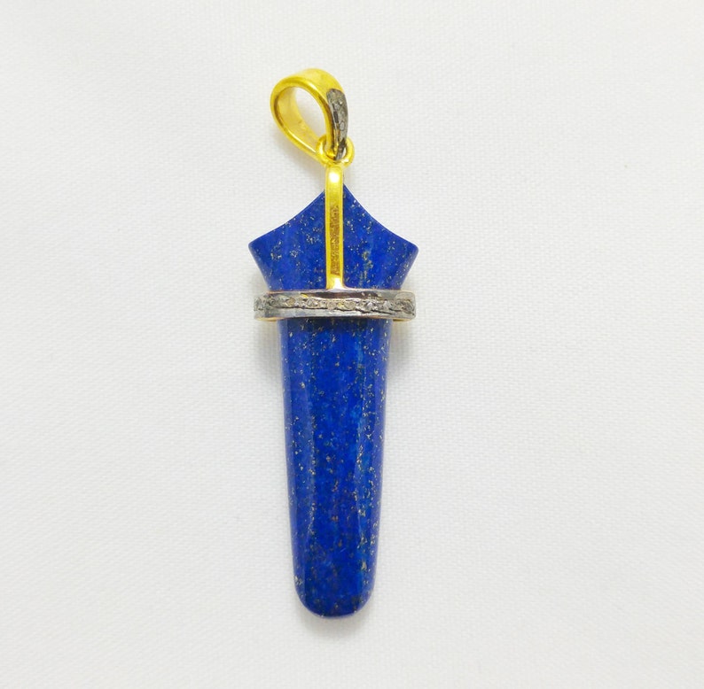 Lapis Lazuli Healing Stone Pendant Authentic Lapis Lazuli Pave Diamond Pendant Migical Healing Stone Untreated Lapis Lazuli Jewelry