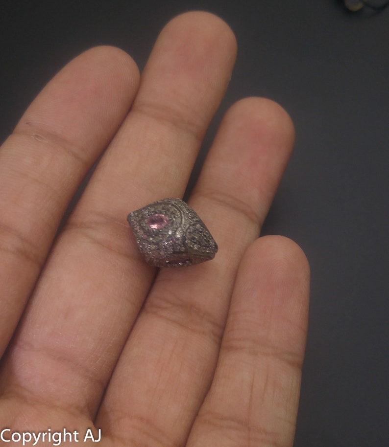 925 Sterling Silver Beads Pave diamond spacer Shell Shape Diamond Beads Shell Beads- Pave Diamond findings Tourmaline Diamond Beads