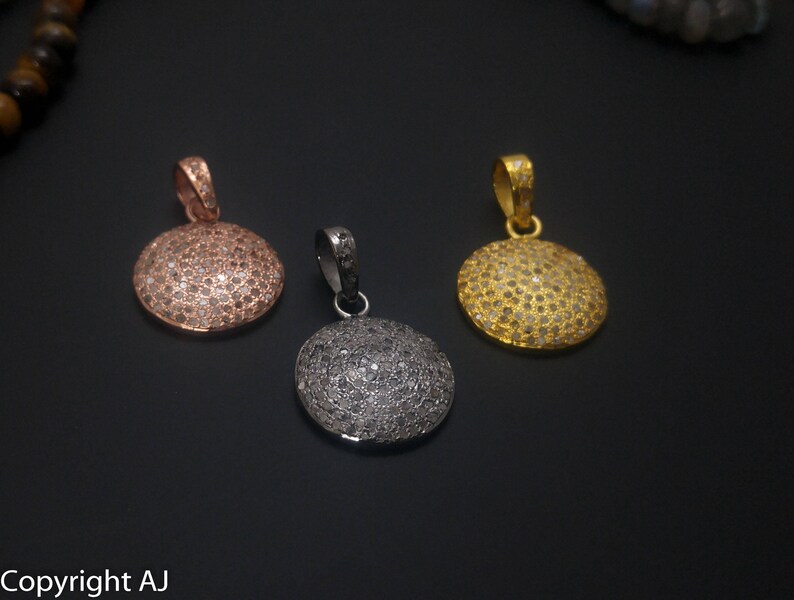 Gold Vermeil Charms Silver Findings Charms Real Pave Braclet Charms- Rose Gold Charms Pave Diamond Sqaure Charms 925 Sterling Silver