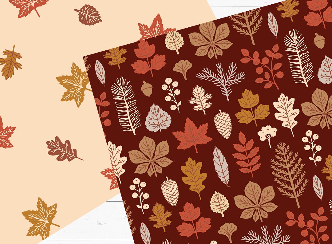 Fall Leaves Digital Paper Pack JPEG Autumn Seamless Pattern ...