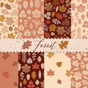 Fall leaves digital paper pack JPEG Autumn seamless pattern Scrapbooking background