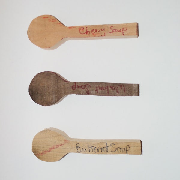 3 Soup Spoon blanks sustainably harvested Cherry, Walnut and Butternut spoon Carving