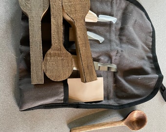 Lot De 3 Cuillères En Bois Pour Sculpteur - Cerise, Noyer Et Noyer Cendré - Neuf Fait Main Aux USA