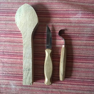 Our most complete spoon carving set/kit with everything for carving/whittling and finishing a spoon. image 2