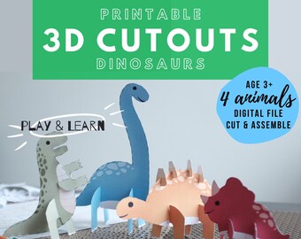 Papercraft 3d Dino Etsy