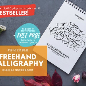 Freehand Calligraphy Printable Workbook Lettering Practice Guide, Handwriting Practice Sheets, Nib Modern Calligraphy Worksheet