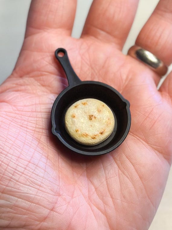 Mini Arepa Magnet or Keychain: Hand-Sculpted Latin American Food