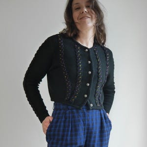 Black crop cardigan Dirndl braided knit Trachten cardigan Bavarian knitted sweater MEDIUM