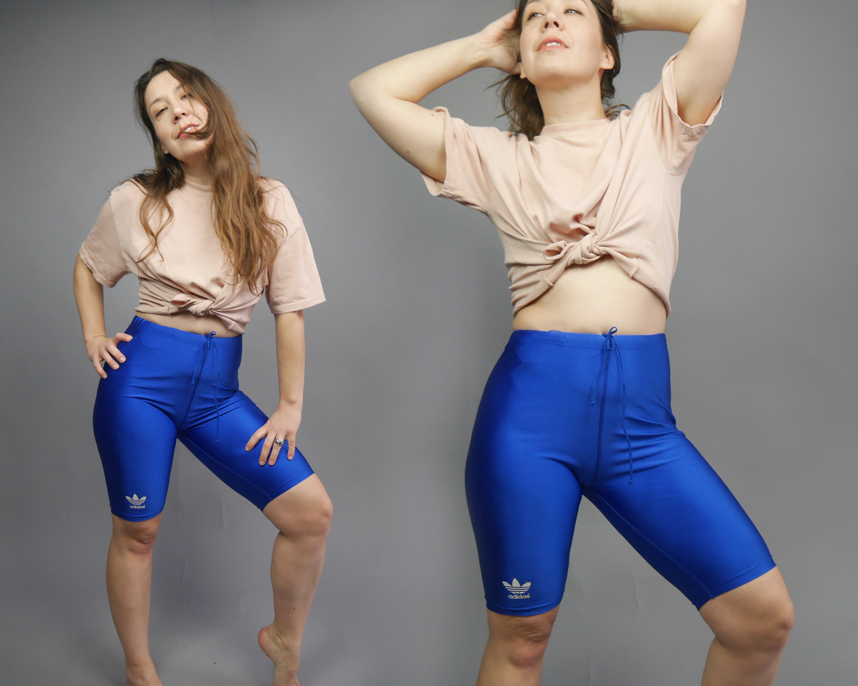 BLUE Vintage 80s Biker Shorts ADIDAS Gym Leggings Shorts Electric Blue M L Size Etsy